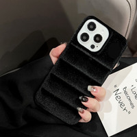 LeYi mode coton tissu or velours couverture mobile doudoune la coque de téléphone pour Apple iphone 115 14 pro max