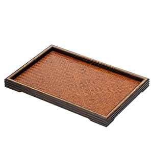 Bamboo <b>Tea</b> <b>Tray</b> Rectangular Woven Mat Surface Handmade Small <b>Tea</b> Table Serving Plate For <b>Tea</b> Set Storage - Product Image 5