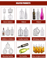 Fabricant de bouteilles en verre transparent pour vodka, whisky, tequila, gin, rhum, spiritueux, liqueurs, 200 ml, 375 ml, 500 ml, 700 ml, 750 ml, 1000 ml