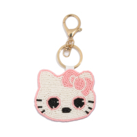 Breloque de sac personnalisée en perles DIY, accessoire de sac à main en feutre chaton Kawaii fait main avec bordure de contour de précision, cadeau