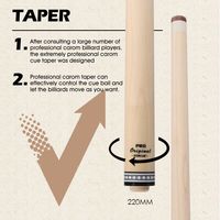Tongkat Biliar ZOKUE AXD-1 3 Cushion Carom Pool dengan Shaft Serat Karbon, Kayu Maple, Sambungan Baja Tahan Karat, Desain 2-Piece, Ujung 12mm
