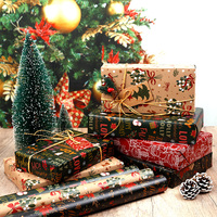 Papier d'emballage cadeau personnalisé recyclable haut de gamme, série Noël, décorations festives, emballage en rouleau, vente en gros