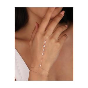 Braccialetto Shahmaran argento con Baguette pietra bianca - Product Image 1