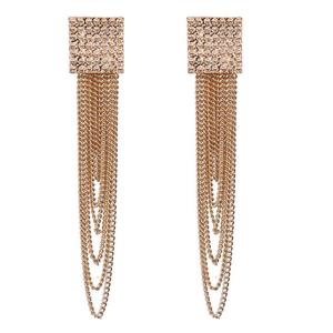 Nuevo estilo de diamantes de imitación Stud pendientes cadenas borla pendientes mujer joyería al por mayor LX6134 - Product Image 1