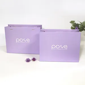 Bolsas de papel de regalo con asa de cinta de lujo, logotipo personalizado, embalaje de compras de ropa, boda, Victorias, color rosa secreto