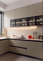Armoires de cuisine modernes en bois massif modulaires sur mesure