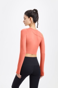 Dài Tay Áo Lao Động Tập Thể Dục T-Shirt Strapless Thể Thao Yoga Mặc Làm Bằng Polyester Cho Tập Thể Dục Xe Đạp Và Bóng Yoga - Product Image 6