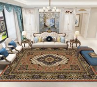 Tapis de salon de luxe, moderne, fabriqué à la machine, écologique, adapté aux animaux domestiques, à motifs floraux, antidérapant, imperméable, en polyester