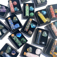 Vente en gros de gravats minéraux naturels en vrac, en bouteille, améthyste, quartz rose, labradorite en forme de cœur, coffret cadeau