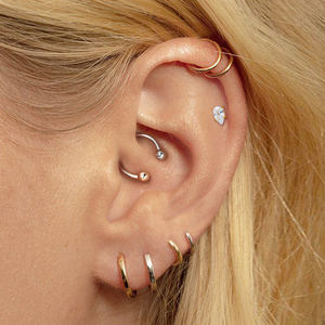 Toposh G23 in titanio forma a goccia d'acqua CZ Tragus orecchini a dorso piatto con cartilagine orecchio Labret Conch elica <span class=keywords><strong>Piercing</strong></span> linguetta anelli - Product Image 3