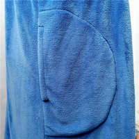 Peignoir à capuche en flanelle bleue pour femme, doux et thermique, long, boutonné sur le devant, en polaire corail, vêtement d'intérieur d'hiver