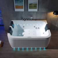 Baignoire autoportante Dewo en acrylique de haute qualité, bain à remous massant électrique, pour 2-3 personnes, 16 jets, moderne, pour salle de bain de villa