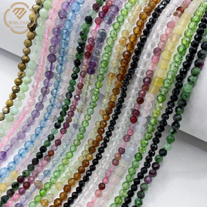 Perline Sciolte Sfacettate Rotonde in Pietra Naturale da 2mm in Vari Stili Perline Lucidate con Foro Passante Accessori per Gioielli Fai da Te Piccole Perline Rotonde - Product Image 1