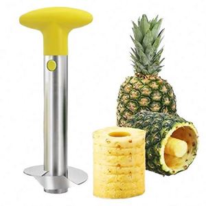 Éplucheur d'ananas manuel en acier inoxydable avec séparateur de noyau, design moderne, couteau en métal avec poignée, utilisation pour les légumes - Product Image 1