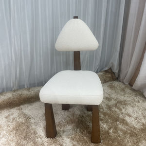 Silla de Comedor Moderna para Hotel, Cafetería, Restaurante, con Patas de Madera y Asiento de Tela Blanca - Product Image 3