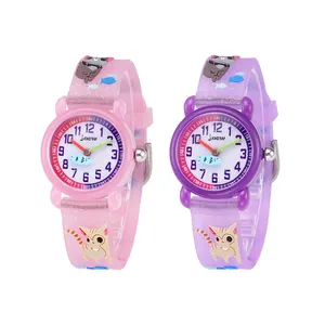 JNEW Ultra-thin cartoon cat waterproof custom watch girls watches quartz watch movement