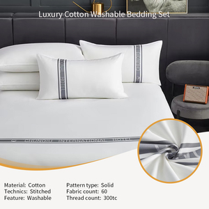 Bán buôn đơn giản sang trọng bông bộ đồ giường không gây dị ứng co giãn đàn hồi mềm được trang bị tấm đặt có thể giặt để sử dụng nhà - Product Image 3