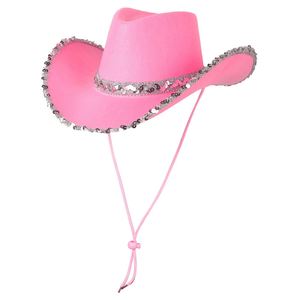 Sombrero de Vaquero Occidental para Novia, Festival de Carnaval de Halloween, Sombrero de Fiesta Vaquero Unisex con Bordado de Lentejuelas, Casual, para Viajes, 4 Estaciones - Product Image 1