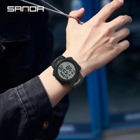 Jam Tangan Analog Tahan Air Led Sanda 269 Pria Hitam Jam Tangan Dual Time Quartz Digital Olahraga Relogio Masculino