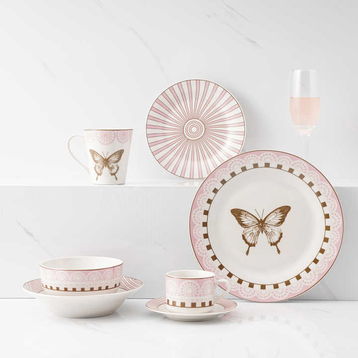 Huilang Factory Porcelain Dinner Set For Whole Family With Butterfly