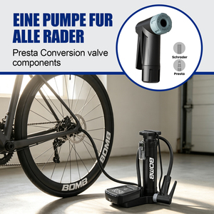 Pompe à pied en acier BOMO, durable, 160 PSI, haute pression, pompe à air pour vélo avec jauge numérique, portable, légère, pour VTT et vélo de route - Product Image 5
