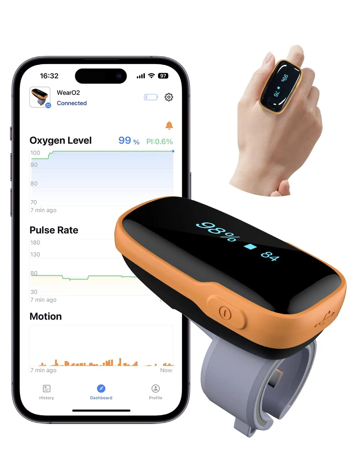 Wellue WearO2 Waterproof Heart Rate Monitor Oximeter wireless Blood Oxygen Monitor