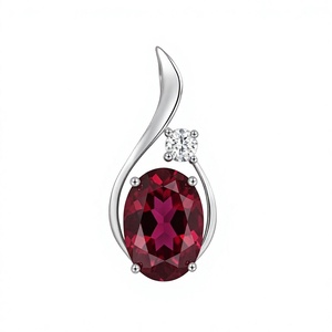 Pendentif en argent 925 avec moissanite et grenat, serti griffe, tendance, bijoux pour femme au quotidien - Product Image 1