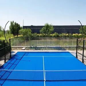 พื้นสนามเทนนิส วัสดุปูพื้นสนามเทนนิสพาเดล ลายผังสนามเทนนิสพาเดลสนามหญ้าแบบพาโนรามาคู่