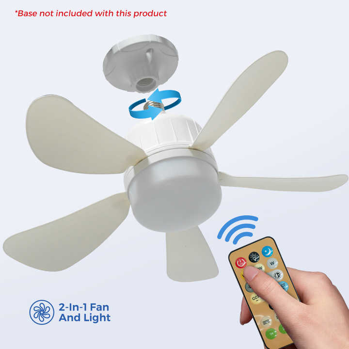 4H Timer 16 Inch Ceiling Fan Light Portable E27 Ceiling Fan LED Lamp ...