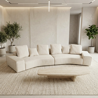 Ensemble de canapés sectionnels minimalistes haut de gamme italiens en tissu de lin capitonné pour salon avec coussins en plumes