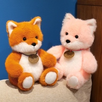 Nouvelle série de jouets en peluche super doux pour animaux de compagnie avec rembourrage en coton PP 25 cm Jouet anti-stress Renard Compagnon Orange/Rose Unisexe