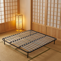 Cadre de lit en bois de hêtre taille King avec barreaux latéraux renforcés, support stable pour matelas California King, assemblage sans outils