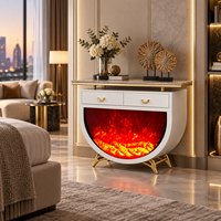 Meuble TV autoportant avec foyer électrique, console moderne avec flamme LED pour la décoration du salon à la maison