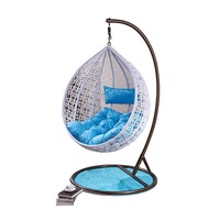 Fauteuil suspendu en rotin PE, chaise suspendue en forme d'œuf, siège de balançoire pour jardin, terrasse, salon de jardin avec coussin pour balcon, maison