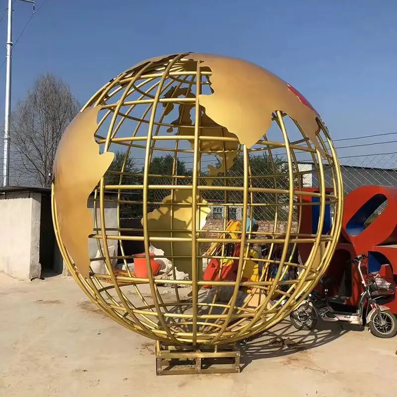Patung Globe bumi besar baja tahan karat