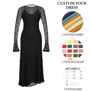 ZYHT 9806 europeo caldo Sexy <span class=keywords><strong>trasparente</strong></span> Club Party elegante <span class=keywords><strong>nero</strong></span> pizzo abito lungo manica lunga donna - Product Image 6