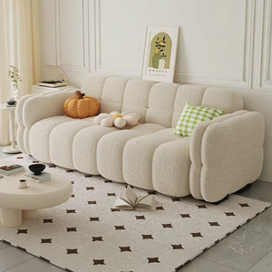 <span class=keywords><strong>Canapé</strong></span> trois places en tissu crème, résistant, amovible et lavable, pour salon, chambre, petit appartement, tendance sur internet - Product Image 2