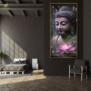 Vitrina de Porcelana de Cristal Resplandeciente, Pintura de Porcelana de Cristal de Agua de Alta Gama, Estatua de Buda Loto con Luz LED - Product Image 2