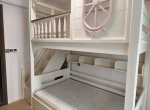 <span class=keywords><strong>Lit</strong></span> superposé confortable en bois massif rose moderne JS pour chambre d'enfant, adapté aux jumeaux ou à plusieurs enfants, utilisation à domicile et en hôtel - Product Image 2