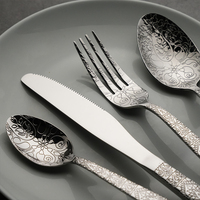 Service de Table en Argent, Acier Inoxydable, Design Créatif, Couverts Vintage de Luxe, Ensemble de Couverts pour Mariage et Traiteur