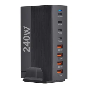 <span class=keywords><strong>Chargeur</strong></span> GaN de bureau 240W à <span class=keywords><strong>4</strong></span> ports USB-C PD à <span class=keywords><strong>charge</strong></span> rapide pour téléphones mobiles (compatible 16/15/14) - Product Image 1