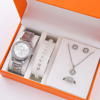 Montres pour femmes, ensemble de 6 pièces, montre-bracelet élégante en strass de luxe pour femmes, montre à quartz pour fille, bracelet, cadeau