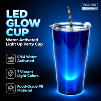 Gobelet lumineux activé par l'eau LED, gobelet promotionnel personnalisé, gobelet lumineux clignotant
