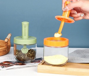 New Design Kitchen Spice Jar Automatic Retractable Condiment Container Seasoning <b>Storage</b> <b>Box</b> With Spoon - Product Image 4