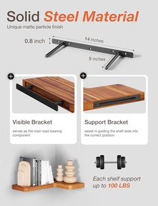 아카시아 우드 코너 플로팅 선반 벽걸이 형, 욕실 주방 거실을 위한 현대 삼각형 선반 - Product Image 3