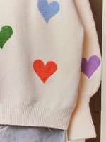 Trui met opdruk van een hartpatroon voor Valentijnsdag, winter, dames, casual, wijde schouders, 100% polyester, ademend