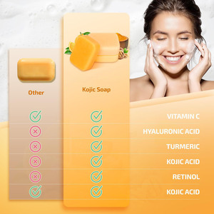 Barre de savon dissolvant de taches sombres à l'acide kojique à usage quotidien parfum curcuma visage nettoyage du corps savon blanchissant avec vitamine rétinol - Product Image 6