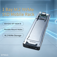 UNESTECH ST9313 Rak Mobile Enclosure SSD M.2 NVMe PCIe 4.0 yang Dapat Dilepas Dengan 1 X SlimSAS SFF-8654 4i