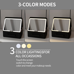 Gấp xách tay Mỹ phẩm make up hộp lưu trữ màu đen thắp sáng Vanity du lịch trang điểm Túi Trường hợp với LED ánh sáng gương - Product Image 4