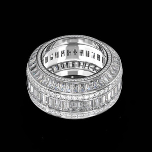 Tùy chỉnh vượt qua Kim Cương Tester moissanite vvs Punk hip hop New Ice out trang sức nhẫn chứng nhận 925 bạc mạ vàng Hip hop vòng - Product Image 2